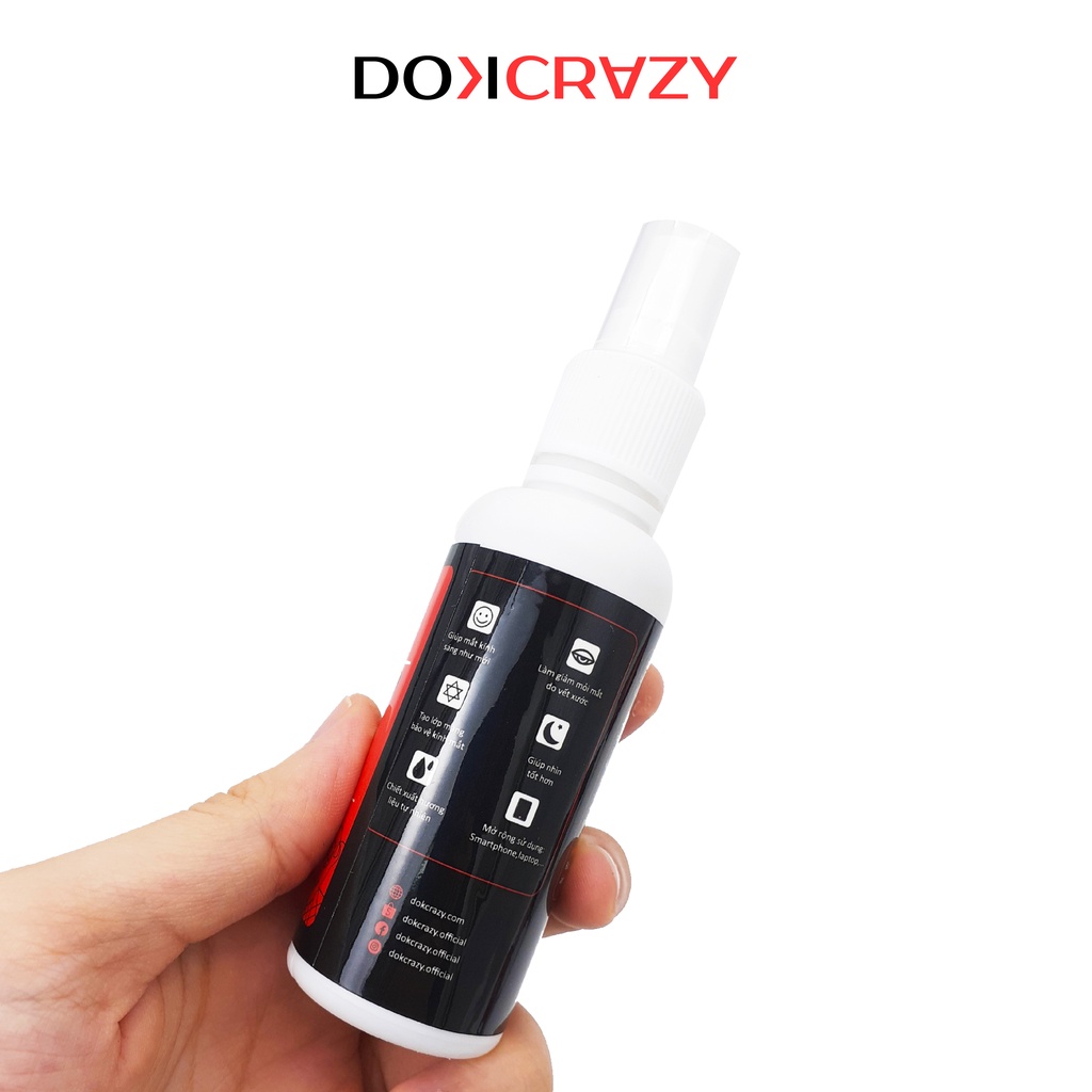 Nước xịt rửa mắt kính chuyên dụng DOKCRAZY phụ kiện lau kính an toàn, đa năng 60ml