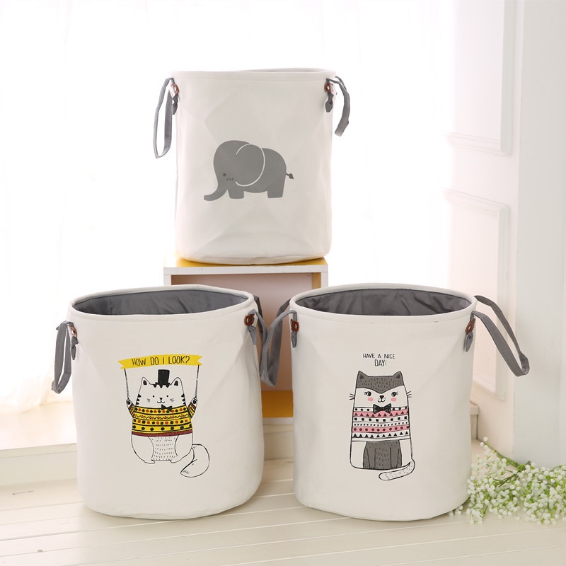 Giỏ đựng đồ chơi cho bé, túi đựng đồ đa năng hình thú có quai xách 36x38cm