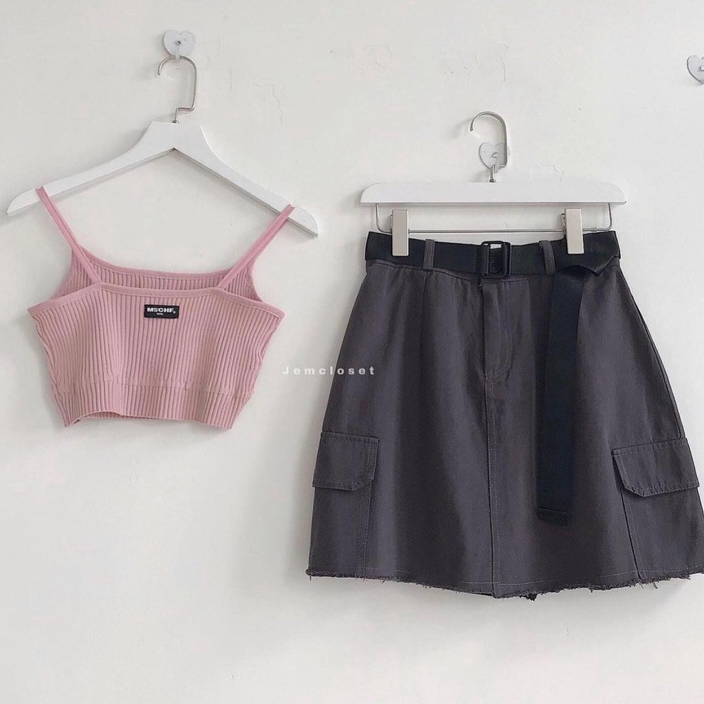 Áo 2 Dây Nữ JEM CLOSET Co Giãn Thỏa Mái Áo Bra 2 Dây Thiết Kế Croptop Màu Basic Dễ Phối Đồ Chie 1436