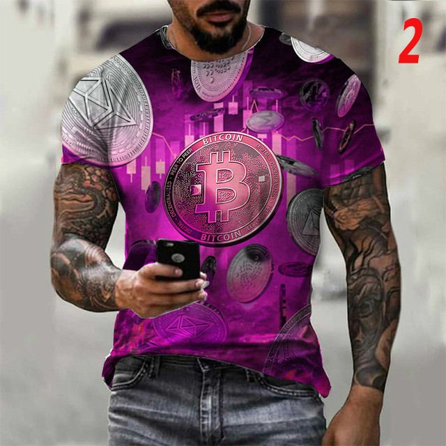 Áo thun nam ngắn tay in hình Bitcoin 3D