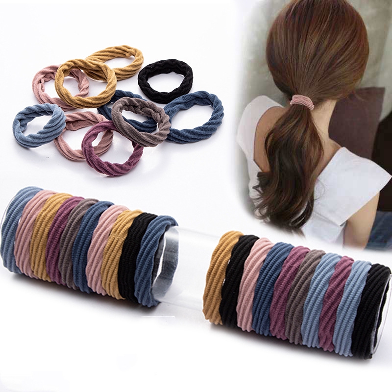 Set 10 dây buộc tóc đuôi ngựa cao su đàn hồi cho nữ