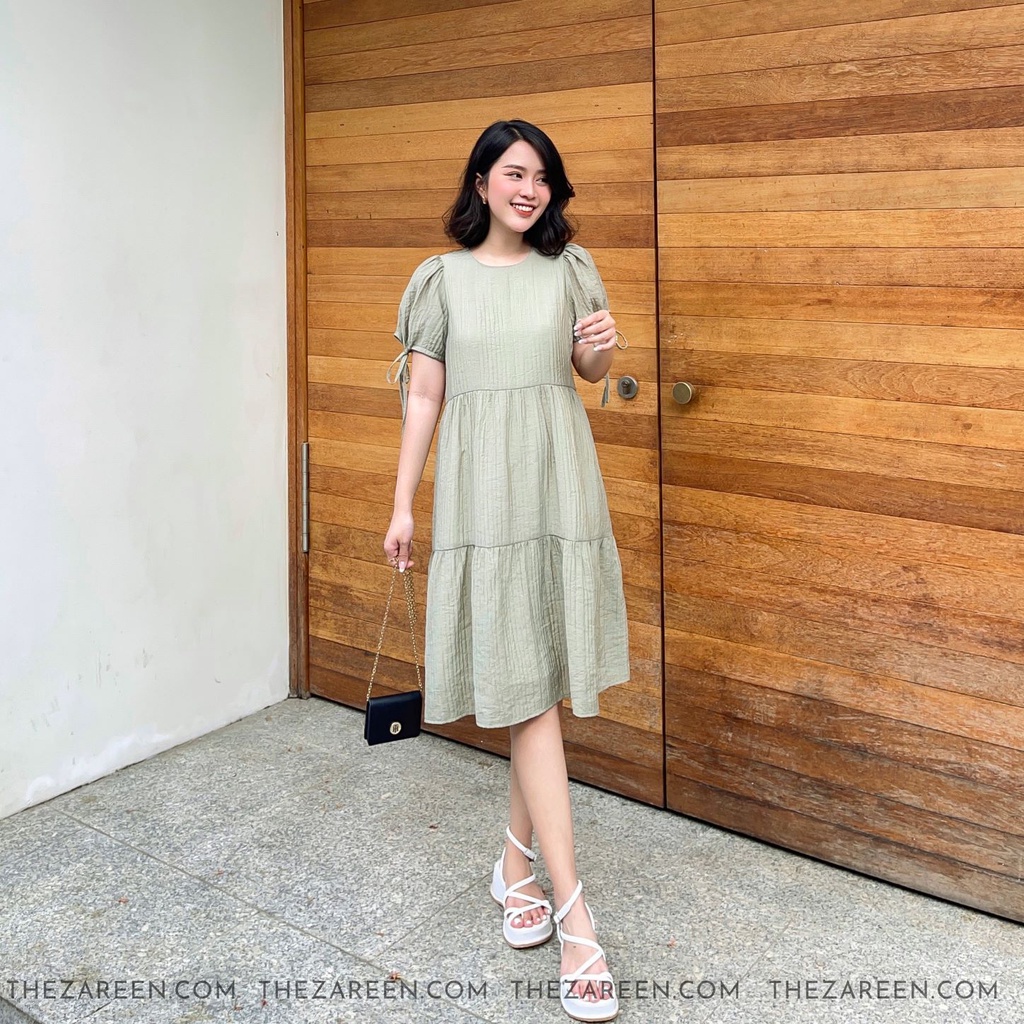 ĐẦM BABYDOLL THẮT NƠ ZAREEN DAX38 XANH RÊU | BigBuy360 - bigbuy360.vn