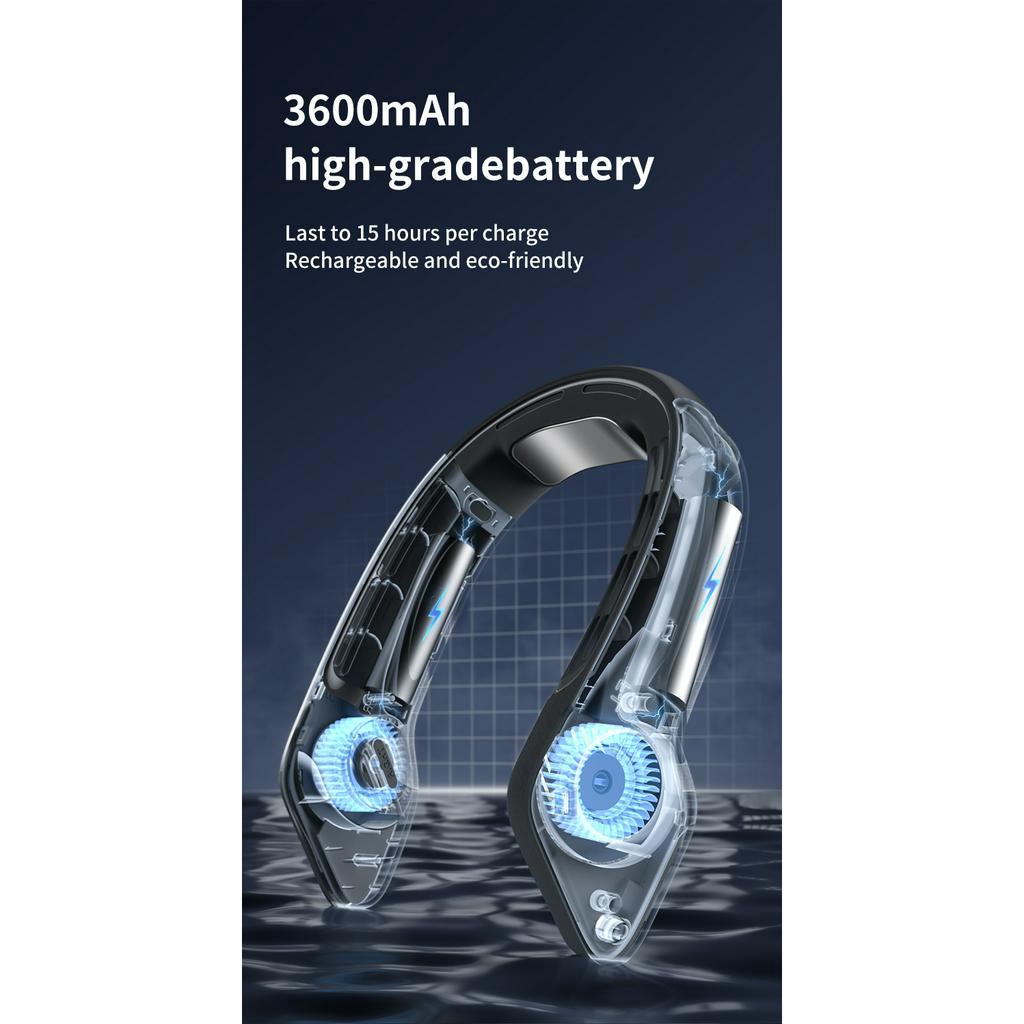 Quạt Làm Mát Đeo Cổ Không Cánh Quạt USB Cỡ Lớn Siêu Mát Tiện Dụng