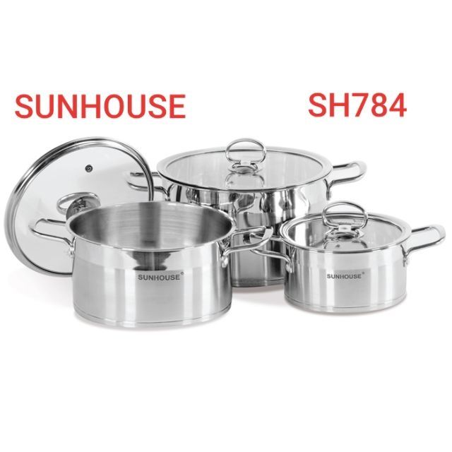 BỘ NỒI 5 ĐÁY INOX SUNHOUSE MAMA SH784 GIẢM SỐC 75K