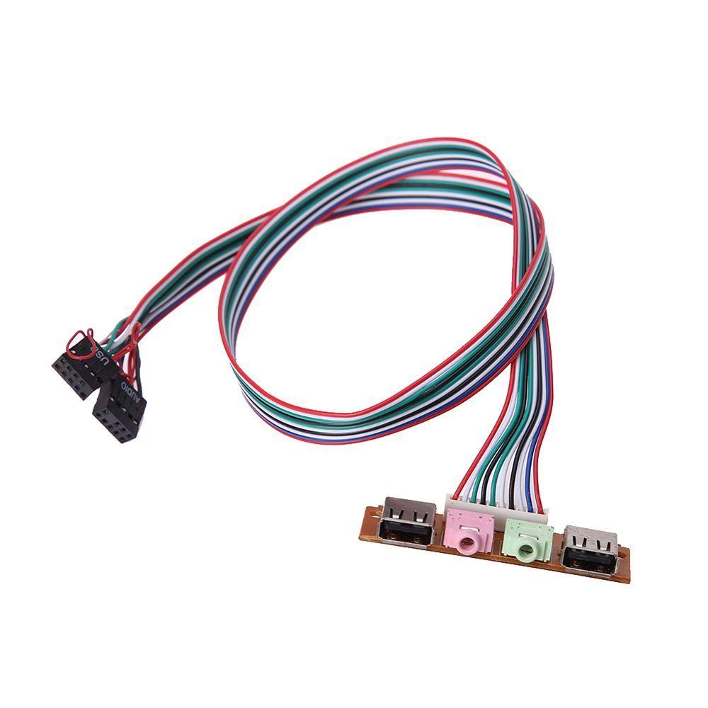 AUGUSTINE Dây Nối Dài Bảng Điều Khiển Âm Thanh Máy Tính 2 Cổng USB 6.8CM