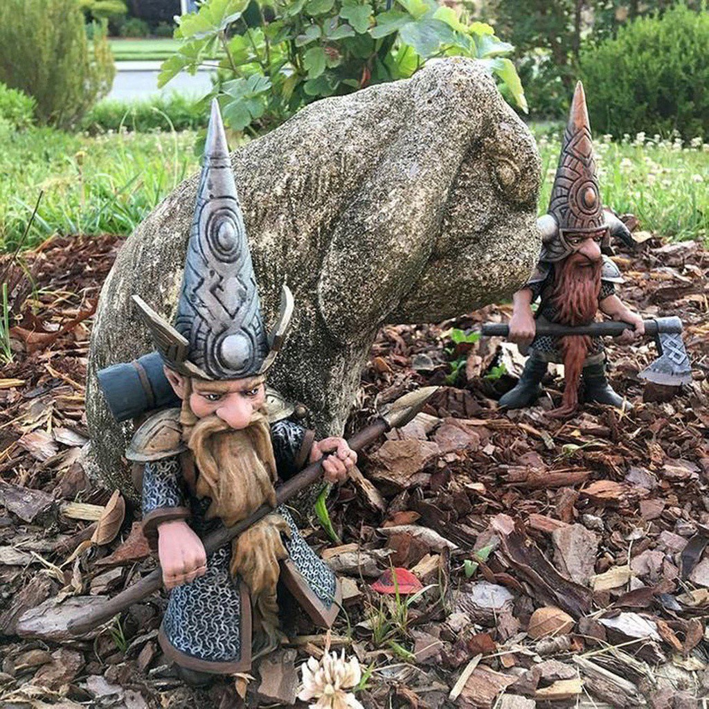 BEAUTY Home Warrior Dwarf  Gnome Statue Creative Crafts Garden Decoration For Yard Lawn Resin Figurines Outdoor 4 Types Sculpture