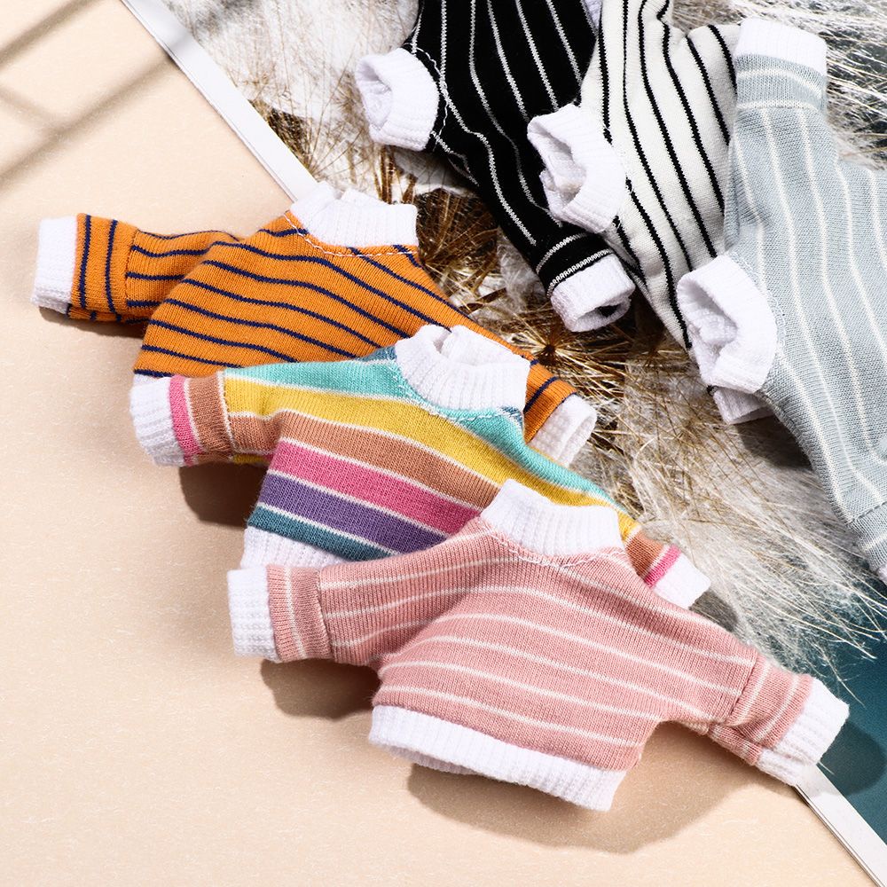 Áo sweater mini kẻ sọc cho búp bê OB11 1/12 DIY