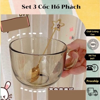 Set 2 cốc thuỷ tinh màu hổ phách 480ml, cốc thủy tinh chịu nhiệt tốt .