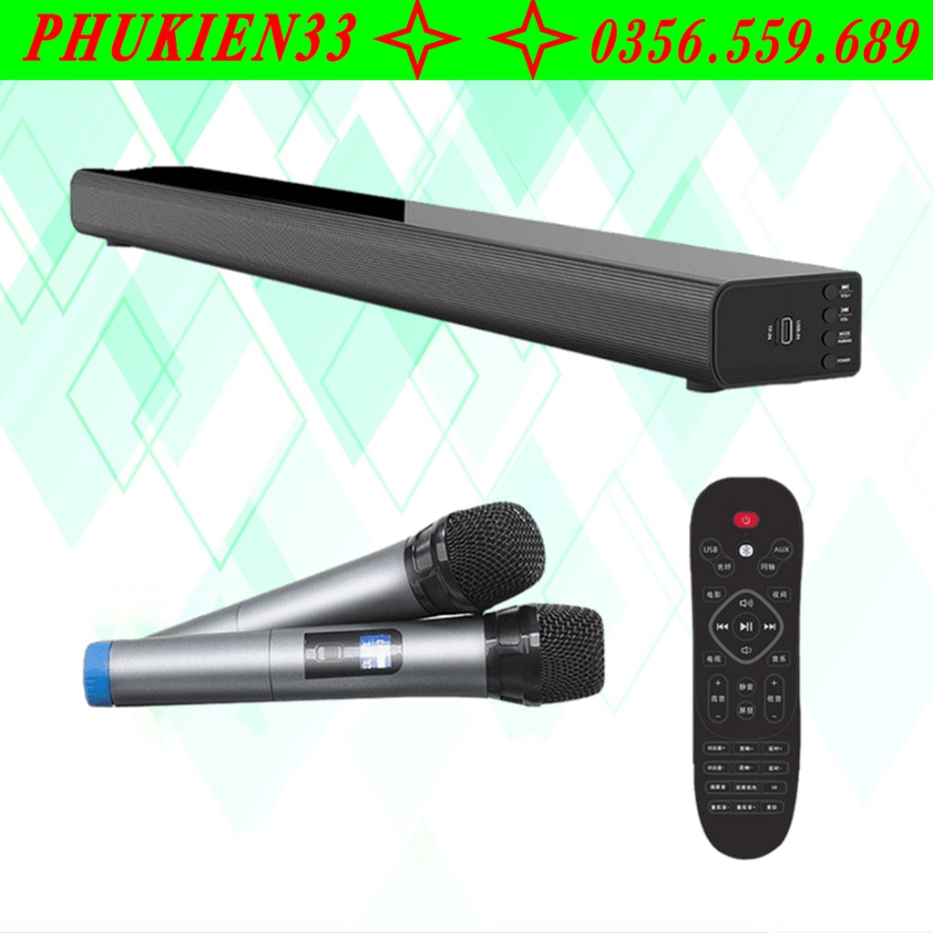 Loa thanh 5.1 nghe nhạc kết nối Bluetooth Amoi L5 Kèm 2 Micro karaoke không dây - Hàng nhập khẩu