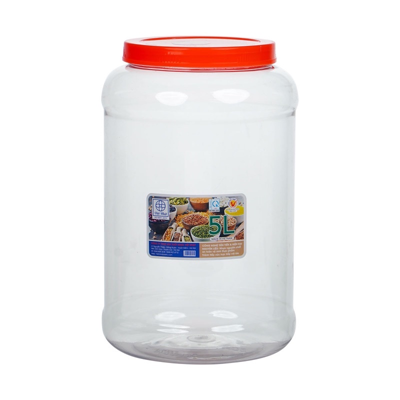 Lọ Nhựa 5kg Tròn To Việt Nhật Đựng Gia Vị Đường Muối Ngâm Ô Mai..