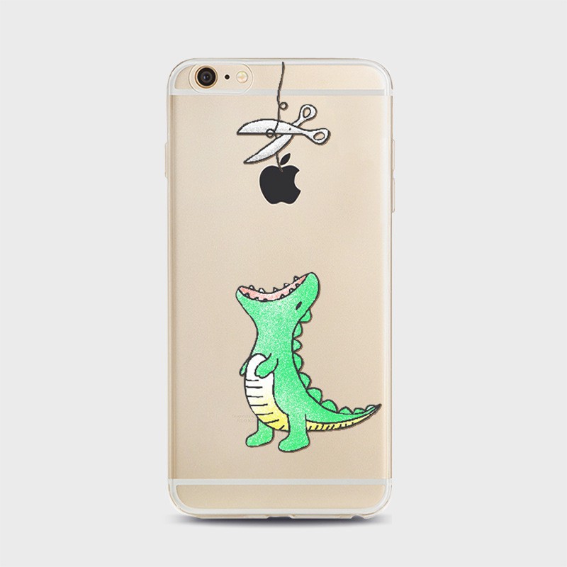 Ốp lưng điện thoại nhựa dẻo Iphone 5 5S SE 6s 7 8 Plus hình cá sấu sáng tạo