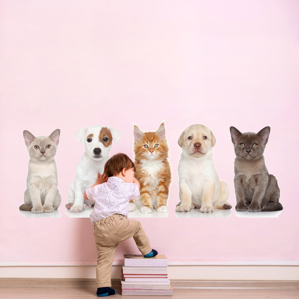 Giấy Dán Tường Tự Dính Hình Chó Mèo Trang Trí Phòng Khách/Phòng Ngủ Cho Bé Mã 70