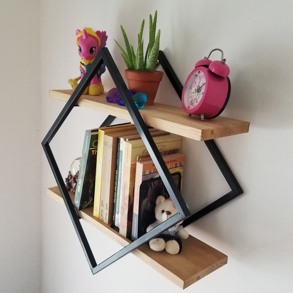 Kệ sắt trang trí hình vuông 2 tầng - Nội thất phong cách Retro