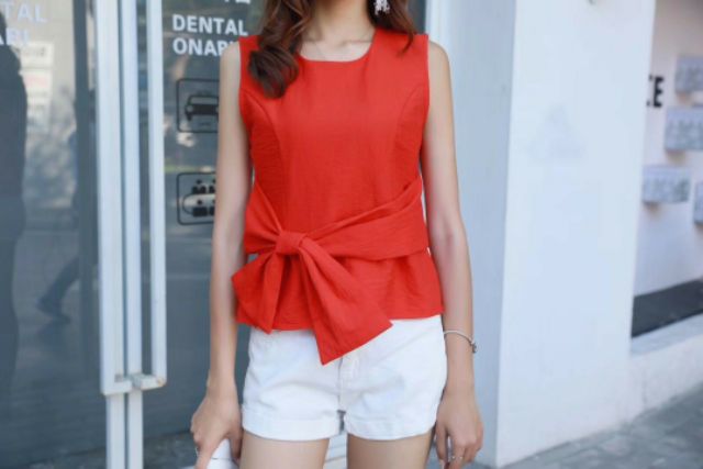 Áo đũi cột nơ bánh bèo