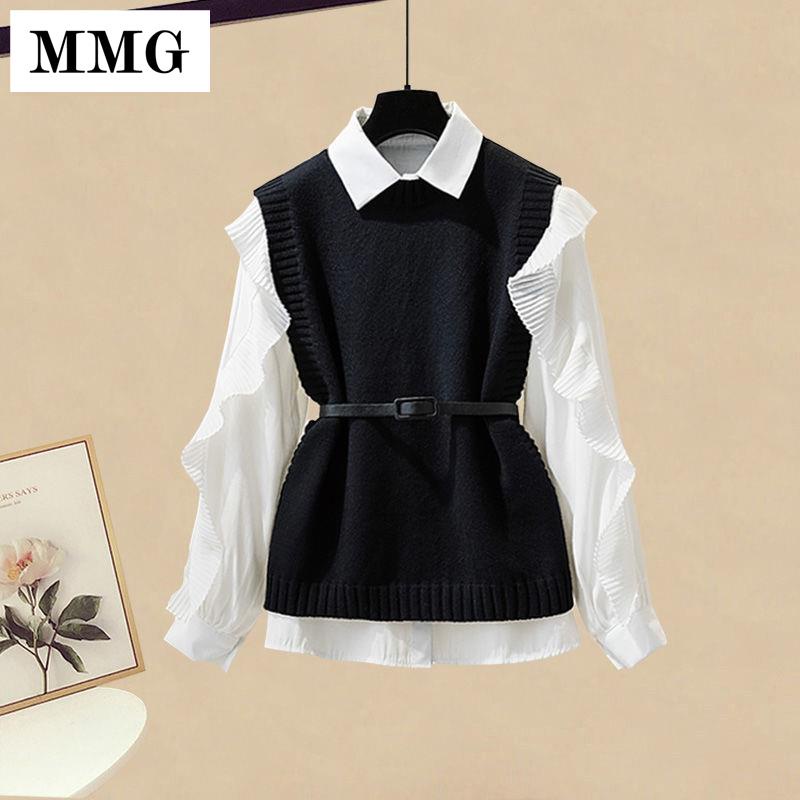 ❍☑℗Plus set áo sơ mi dáng rộng phối chân váy thời trang mùa thu cho nữ 2021 | BigBuy360 - bigbuy360.vn