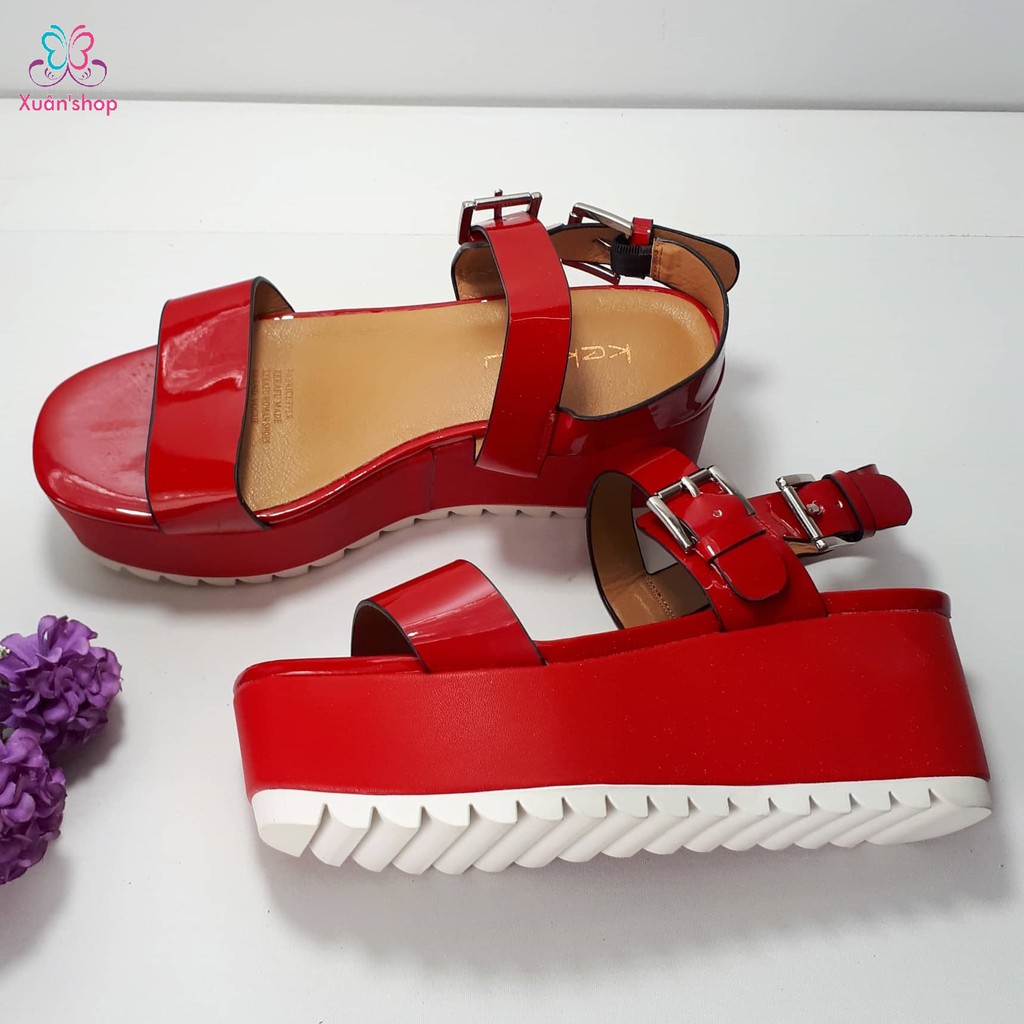 Sandal quai ngang hãng Kekafu da bóng, đế 9.5cm (CÓ SẴN)