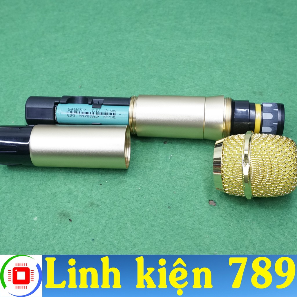Micro không dây UHF màu vàng chạy 1 pin 18650