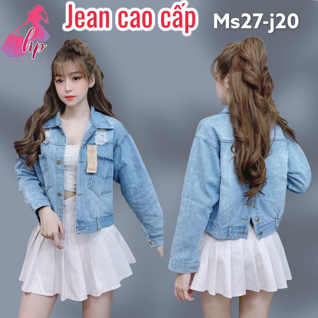  Áo Khoát Nữ Jeans Cao Cấp Nữ Túi Phối Da Thêu Chữ cực Thời Trang Siêu Hot