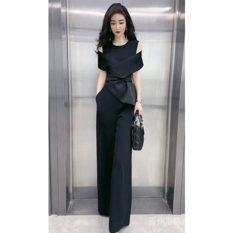 set đồ nữ quần ống rộng đầm body Bộ Áo Liền Quần Dáng Ôm Eo Cao Ống Rộng Thời Trang Mùa Hè 2022 Cho Nữ