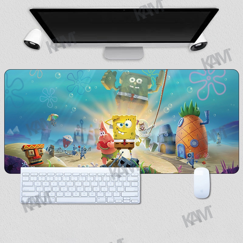 Tấm Lót Chuột Và Bàn Phím Cỡ Lớn 800mmx300mm Hình SpongeBob Chống Thấm Nước
