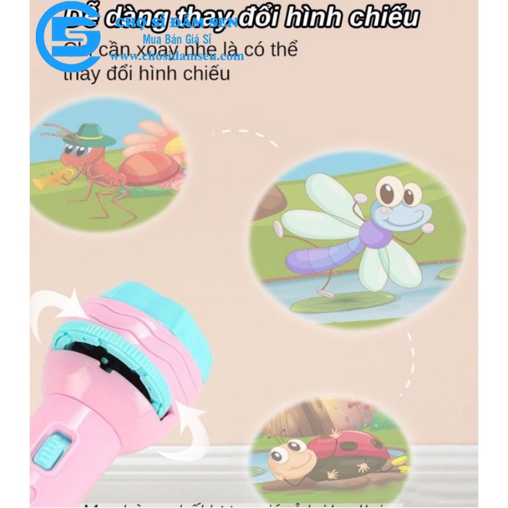 Đèn pin hoạt hinh. Đèn pin chiếu hình ảnh động vật ,siêu nhân hoạt hình cho bé - Đồ chơi học tập và giải trí G302-Denpin
