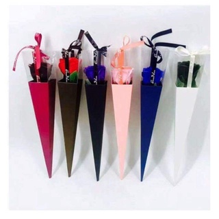 HỘP HOA MICA 40CM ĐỰNG 1 BÔNG HOA SÁP/HOA LỤA