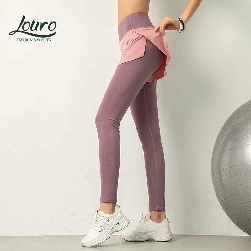 Quần tập Yoga nữ Louro QL50, kiểu quần tập gym, zumba liền quần short nữ tiện lợi, có túi đựng điện thoại bên hông
