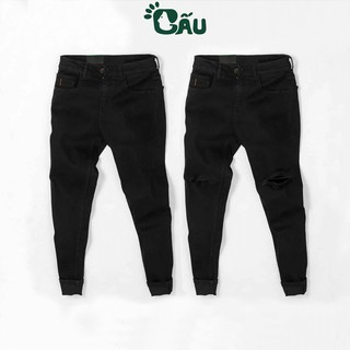 Quần jean nam đen Gấu 194 trơn & rách vải jeans bò cotton duck cao cấp mềm mịn, co dãn - form slim fit [có Bigsize]