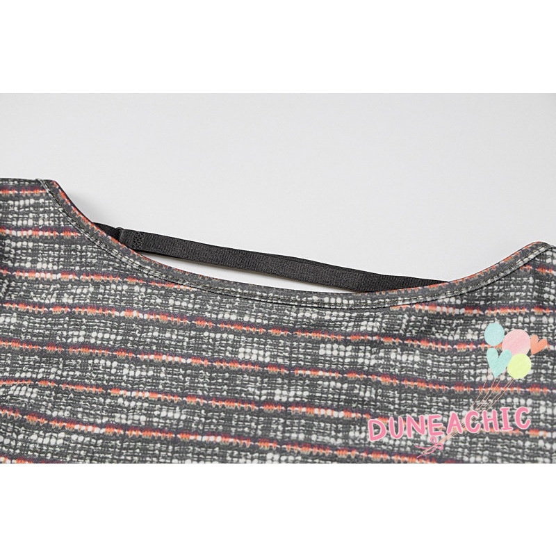 DUNEA Set Áo Thun Lửng Tay Dài Hở Lưng 2 Dây + Chân Váy Dài Thời Trang Nữ