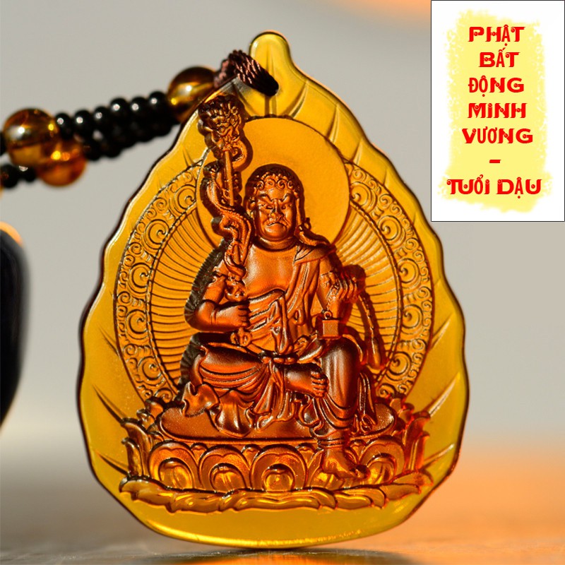) Chuỗi hạt đeo cổ mặt phật Bất Động Minh Vương tựa lá đề - Phật bản mệnh người tuổi Dậu