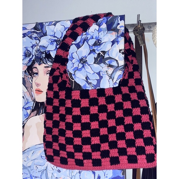 CHECKERED BAG. TÚI LEN CARO HANDMADE