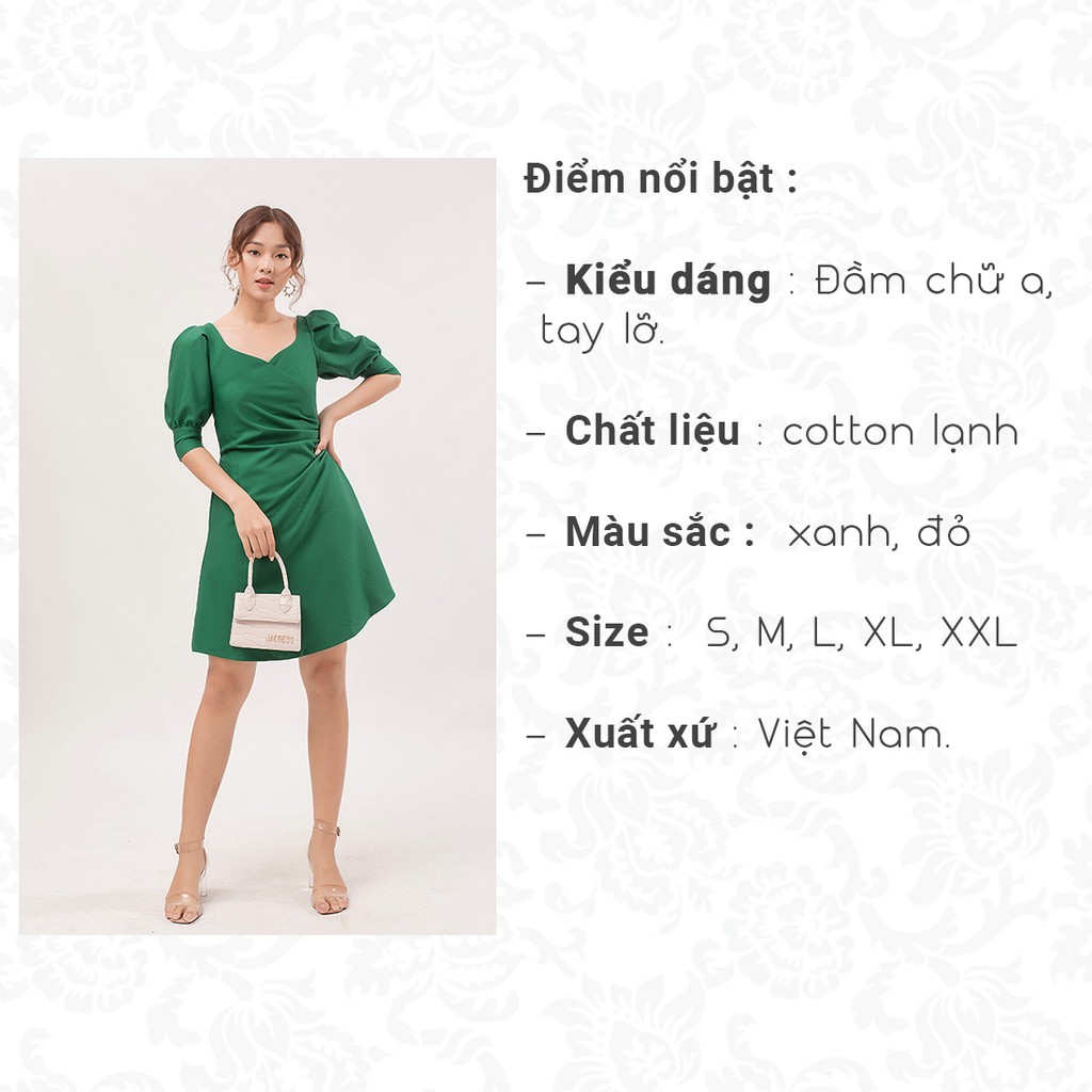 [Mã WABRWA15 giảm 15% đơn 300K] Váy đầm chữ a Thời trang Eden xếp li eo tay phồng - D392 | BigBuy360 - bigbuy360.vn