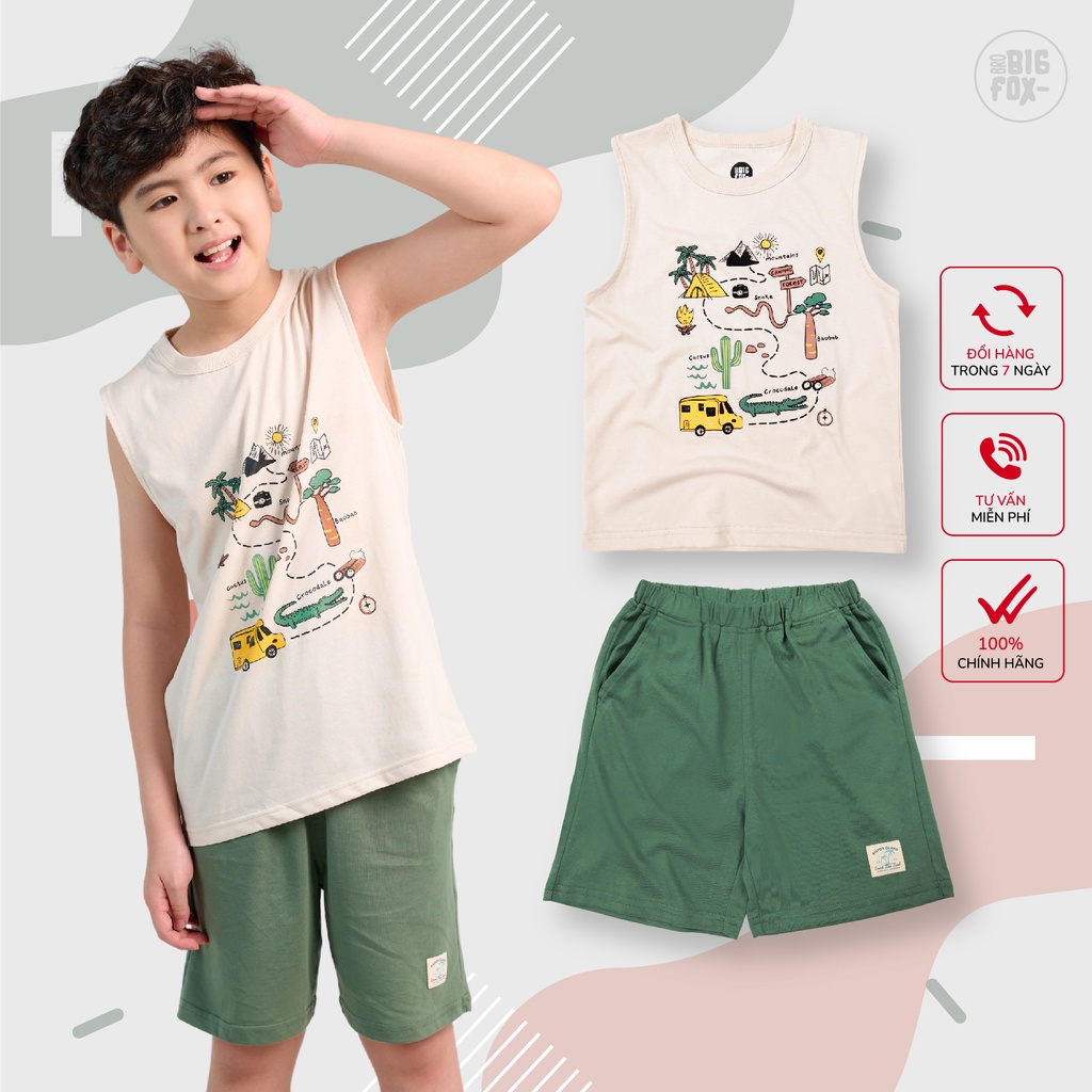 Đồ Bộ Bé Trai Size Đại BIGFOX - MISS MEOW, Bộ Ba Lỗ Cho Bé Mùa Hè Chất Cotton Mềm Mịn In Bản Đồ 3,4,5,6,7,8,9,10,11 Tuổi