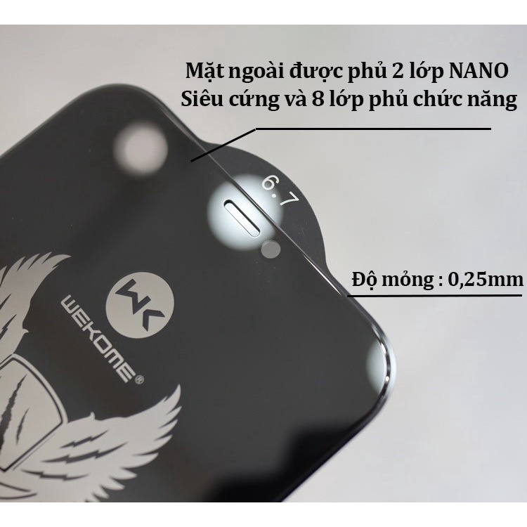 Kính cường lực iphone CHÍNH HÃNG Kingkong WK Full Màn hình từ IP 6/6s đến 13 Pro Max