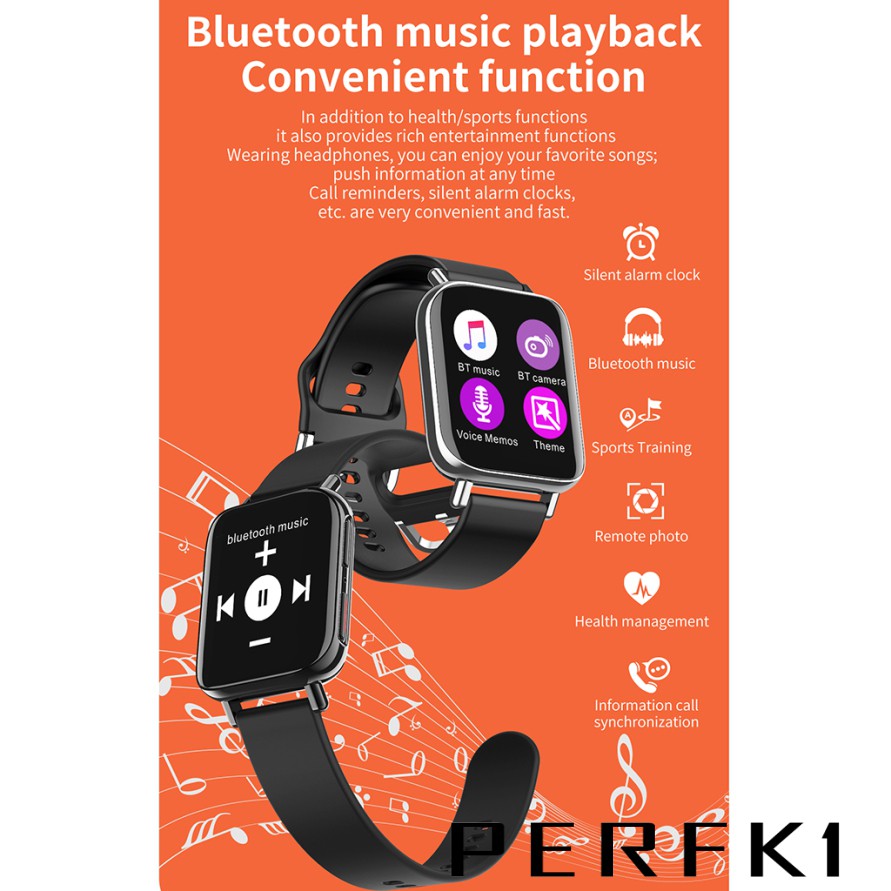 [PERFK]1 Sports Smartwatch Full Touch Men Fitness Tracker Blood Pressure Sleep Monitor