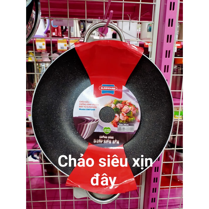 Chảo chống dính 2 quai Sunhouse/Lock and Lock/Supor 34cm, loại dùng được bếp từ và loại không dùng được bếp từ