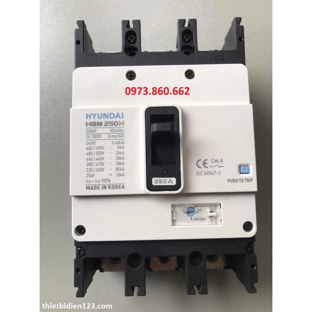 Aptomat Hyundai MCCB 3P HMG125H 100A -250A