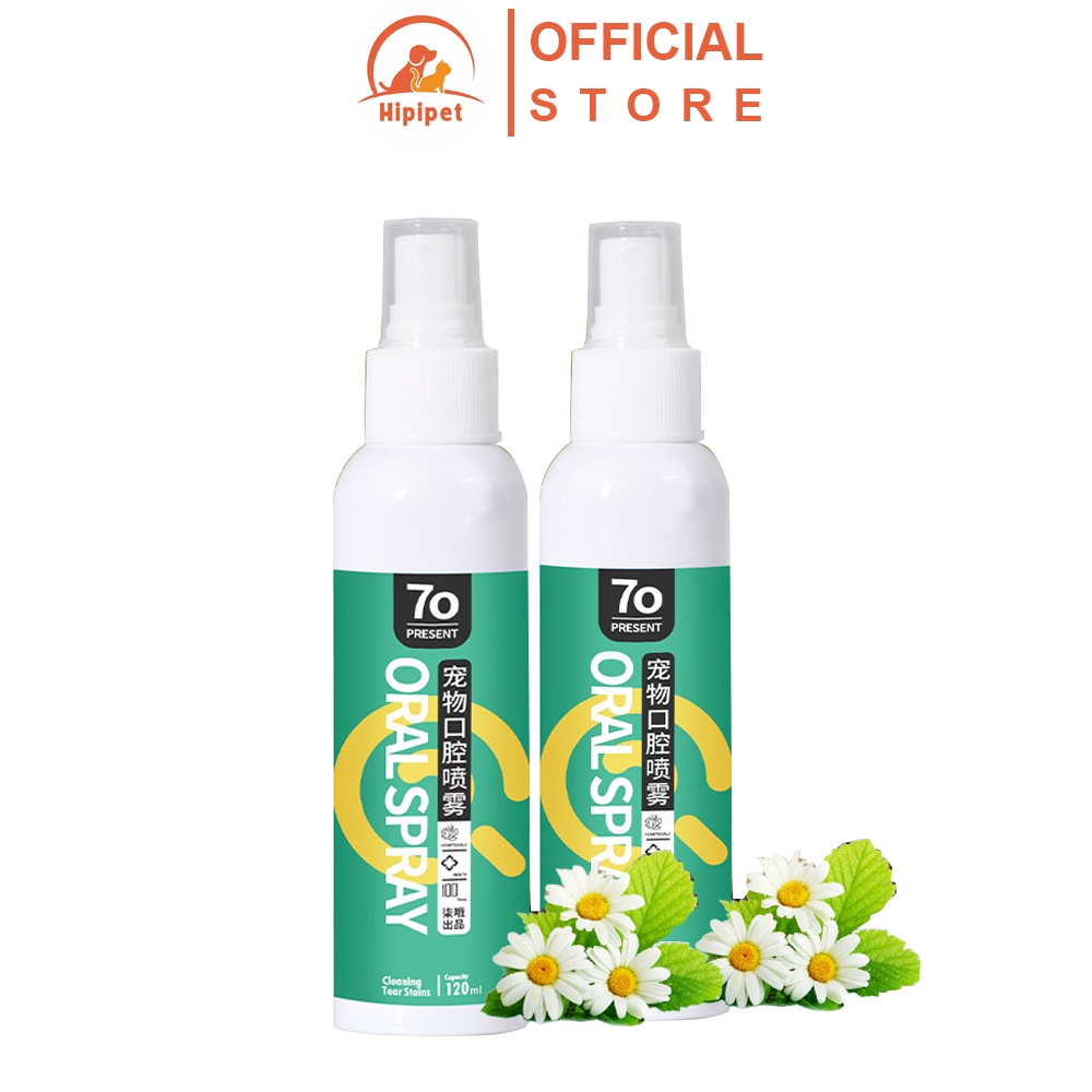 Xịt thơm miệng cho chó Hipipet Oral Spray chiết xuất thực vật hơi thở thơm tho sạch mảng bám răng miệng thú cưng- 120ml