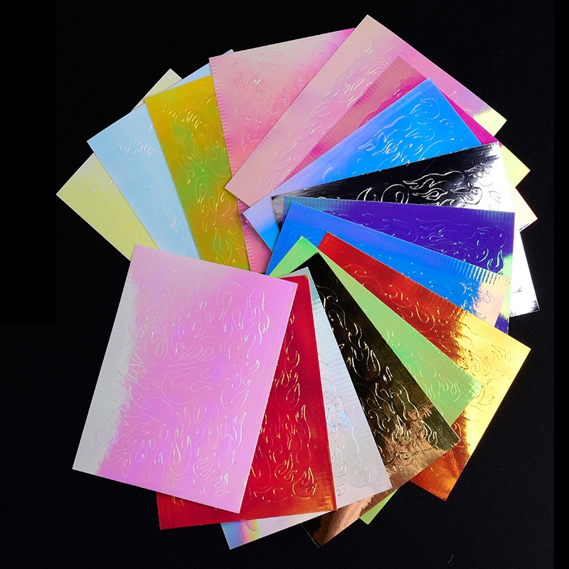 [Hàng mới về] Gói 16 tờ miếng dán móng tay nghệ thuật họa tiết ngọn lửa 3D