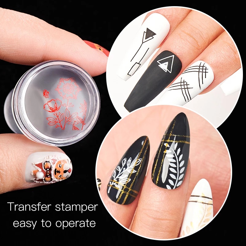 Bộ Dụng Cụ In Hình Móng Tay Bằng Silicone Trong Suốt DIY