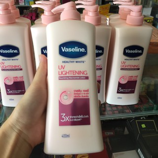 Sữa dưỡng thể trắng hồng Vaseline Healthy White UV Lightening 400ml 3X