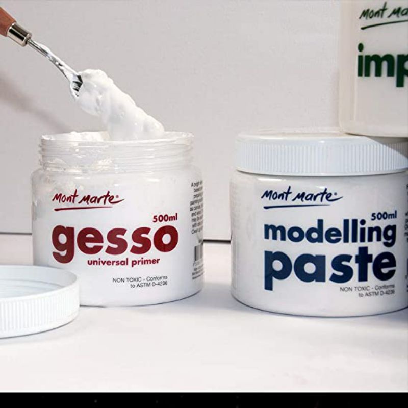Gesso Lót Nền Trắng, Đen Và Kem Đắp Nổi Tranh 3D Mont Marte