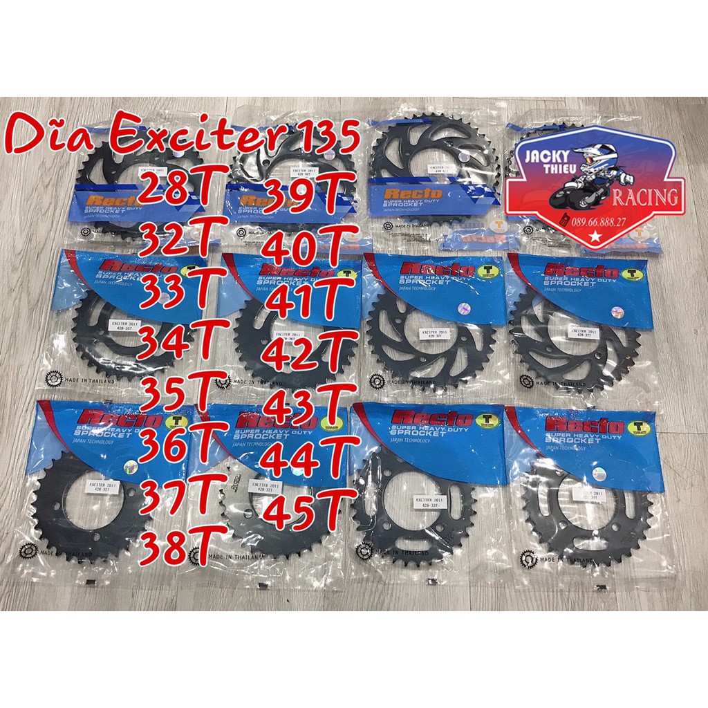 Dĩa tải Recto Exciter 135 Sirius xăng cơ / Yaz / YB125 Sizes 32T -------->>>>>>>39T