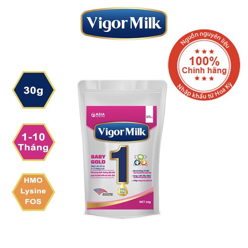 GÓI 30G - VIGOR MILK BABY GOLD 1 (0-12th) - Sữa chuyên biệt cho trẻ phát triển hệ miễn dịch.