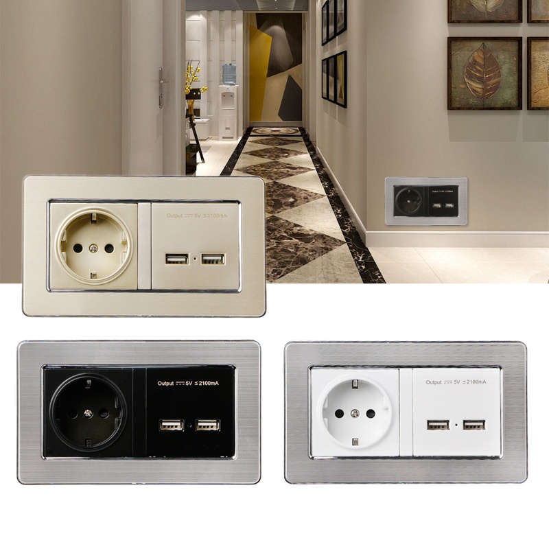 Ổ Cắm Điện EU Hai Cổng USB 5V 2.1A