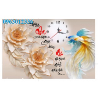 tranh đính đá vũ điệu khổng tước đồng hồ thư pháp cha mẹ tuyệt đẹp kt 75x50cm