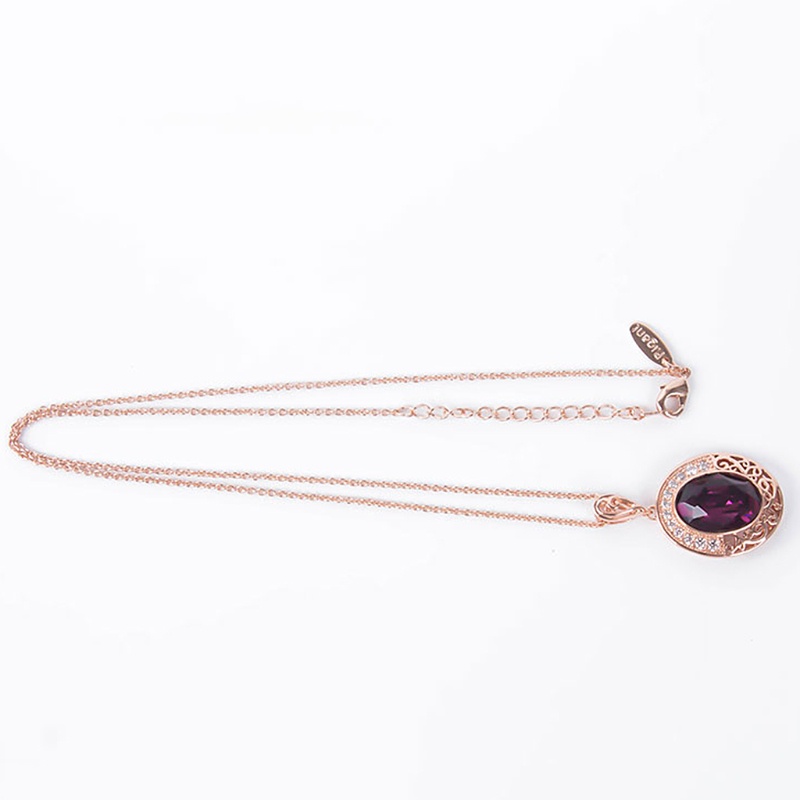 Set Vòng cổ Và Đôi Khuyên Tai Đính Đá Tím Phong Cách Cổ Điển Thanh Lịch Dành Cho Nữ