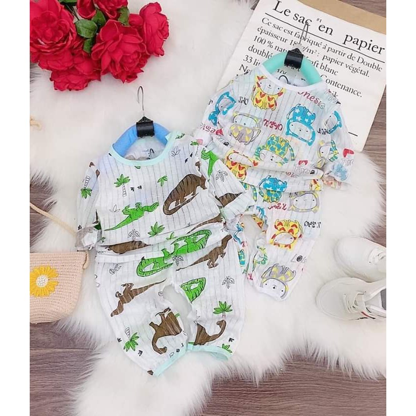 Bộ quần áo dài tay cotton giấy cho bé trai và bé gái (HN 269)