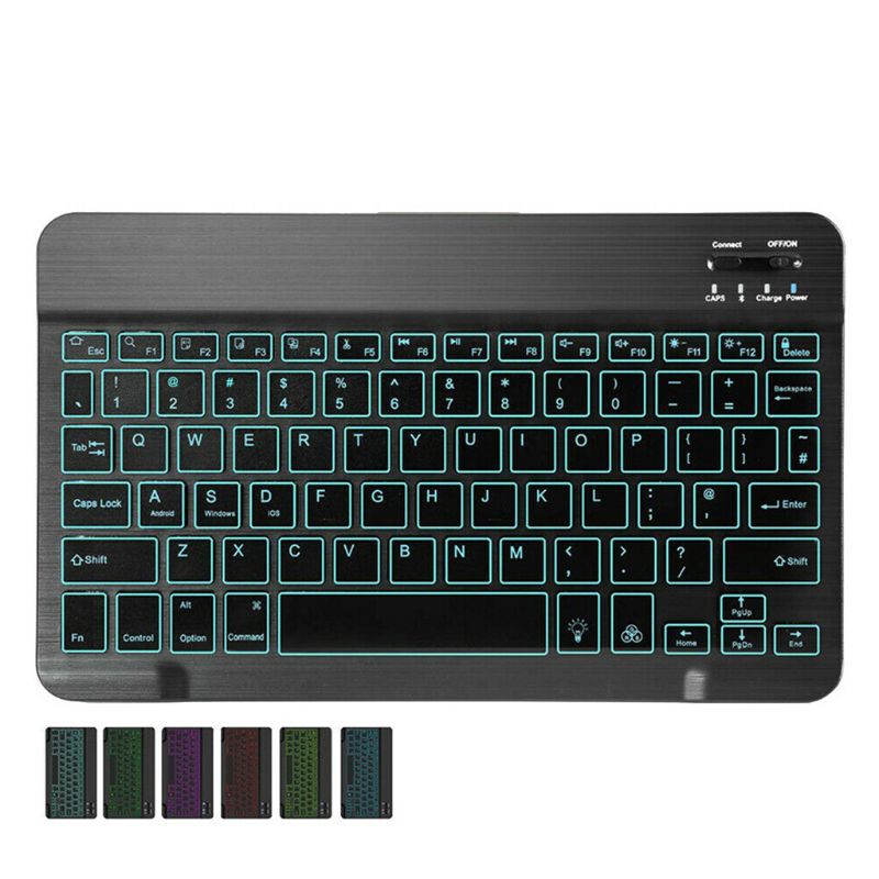 Rechargeable Wireless Bluetooth Keyboard with 7 Colors LED Backlight for iPad iPhone Laptop PC Tablet