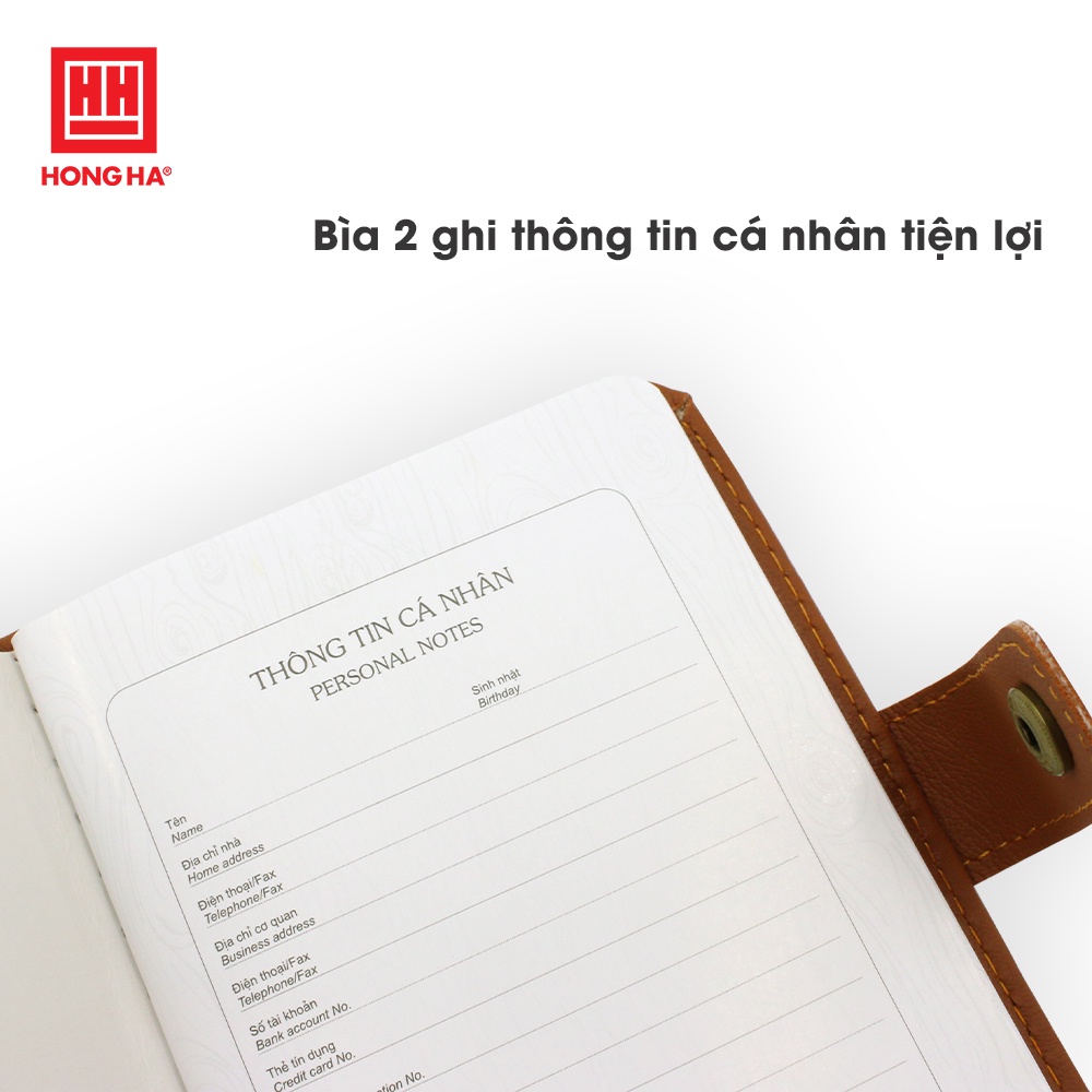 Sổ bìa da Mixbook A6, 200 trang Hồng Hà - 4607